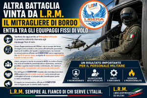 ALTRA BATTAGLIA VINTA DA L.R.M.: IL MITRAGLIERE DI BORDO ENTRA TRA GLI EQUIPAGGI FISSI DI VOLO